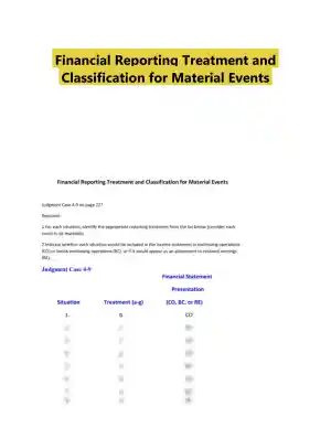 Financial Reporting Treatment and Classification for Material Events