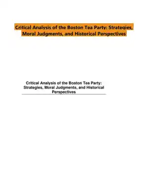 Critical Analysis of the Boston Tea Party: Strategies, Moral Judgments, and Historical Perspectives