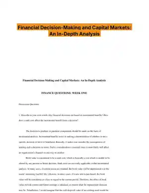 Financial Decision-Making and Capital Markets: An In-Depth Analysis