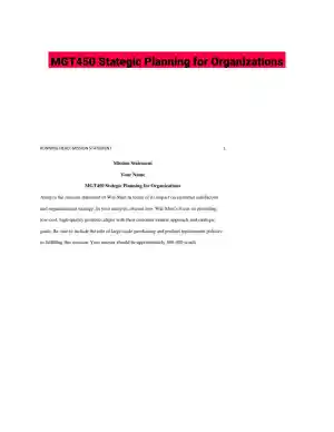 MGT450 Stategic Planning for Organizations