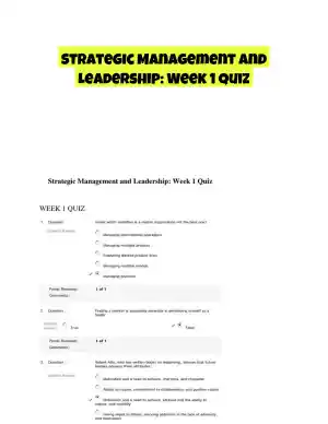 Strategic Management and Leadership: Week 1 Quiz