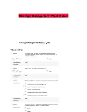 Strategic Management: Week 2 Quiz