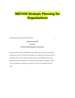 MGT450 Strategic Planning for Organizations
