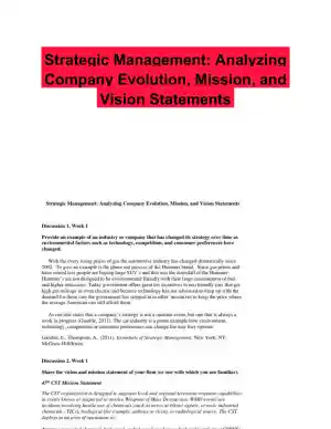Strategic Management: Analyzing Company Evolution, Mission, and Vision Statements