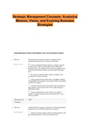 Strategic Management Concepts: Analyzing Mission, Vision, and Evolving Business Strategies