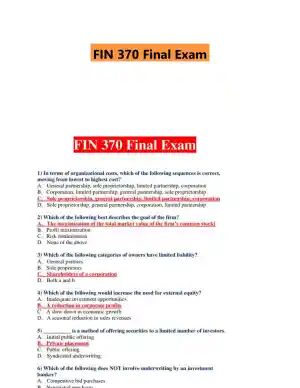 FIN 370 Final Exam