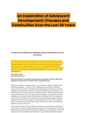 An Exploration of Adolescent Development: Changes and Continuities Over the Last 30 Years