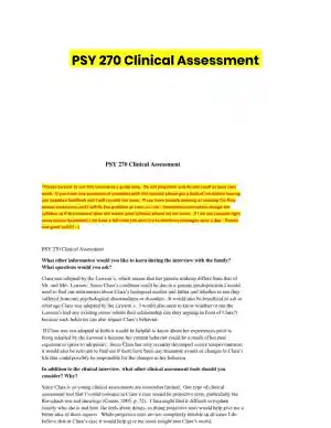 PSY 270 Clinical Assessment