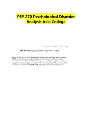 PSY 270 Psychological Disorder Analysis Axia College