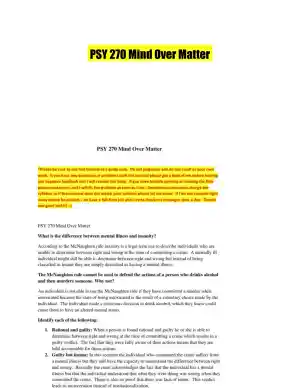 PSY 270 Mind Over Matter