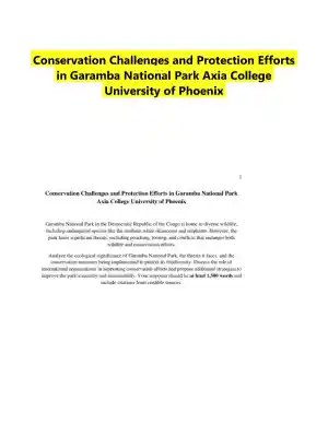 Conservation Challenges and Protection Efforts in Garamba National Park Axia College University of Phoenix