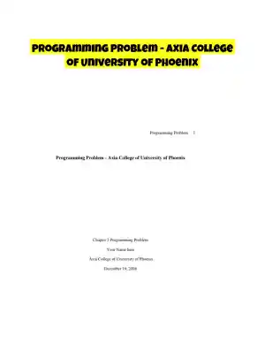 Programming Problem - Axia College of University of Phoenix