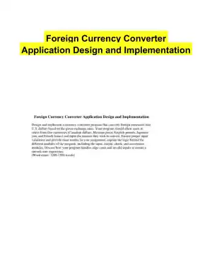 Foreign Currency Converter Application Design and Implementation
