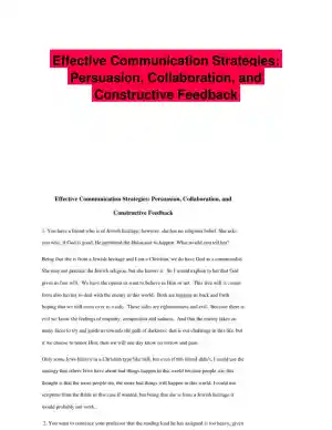 Effective Communication Strategies: Persuasion, Collaboration, and Constructive Feedback