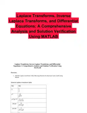 Laplace Transforms, Inverse Laplace Transforms, and Differential Equations: Using MATLAB