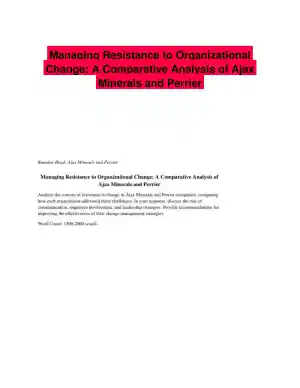 Managing Resistance to Organizational Change: A Comparative Analysis of Ajax Minerals and Perrier