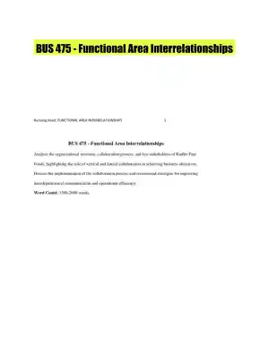 BUS 475 - Functional Area Interrelationships