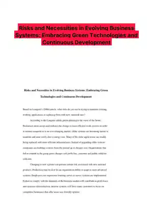 Risks and Necessities in Evolving Business Systems: Embracing Green Technologies and Continuous Development