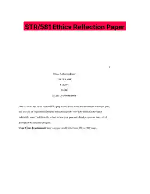 STR/581 Ethics Reflection Paper