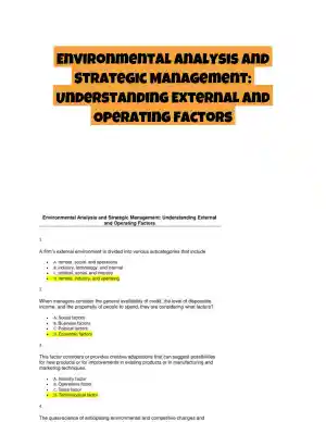 Environmental Analysis and Strategic Management: Understanding External and Operating Factors