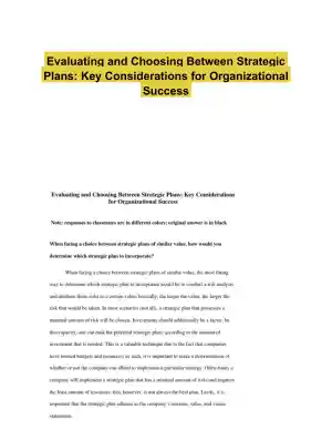 Evaluating and Choosing Between Strategic Plans: Key Considerations for Organizational Success