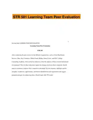 STR 581 Learning Team Peer Evaluation