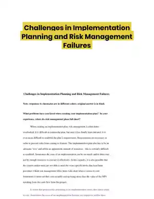 Challenges in Implementation Planning and Risk Management Failures