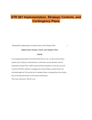 STR 581 Implementation, Strategic Controls, and Contingency Plans