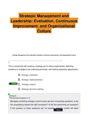 Strategic Management and Leadership: Evaluation, Continuous Improvement, and Organizational Culture