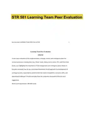 STR 581 Learning Team Peer Evaluation