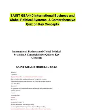 SAINT GBA440 International Business and Global Political Systems: A Comprehensive Quiz on Key Concepts
