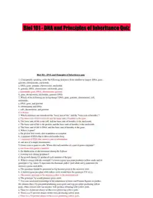 Biol 101 - DNA and Principles of Inheritance Quiz