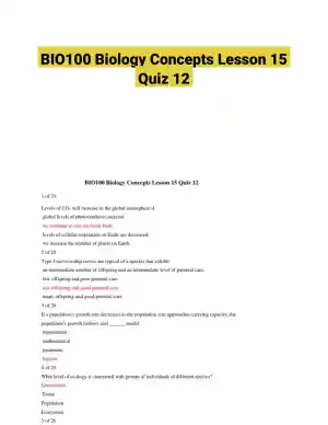 BIO100 Biology Concepts Lesson 15 Quiz 12