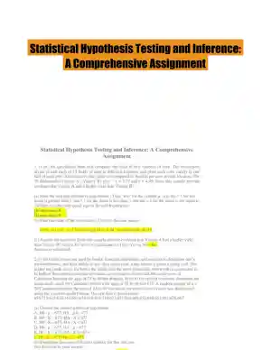 Statistical Hypothesis Testing and Inference: A Comprehensive Assignment