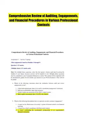 Comprehensive Review of Auditing, Engagements, and Financial Procedures in Various Professional Contexts
