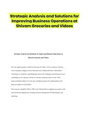 Strategic Analysis and Solutions for Improving Business Operations at Shivam Groceries and Videos
