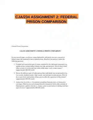 CJA/234 ASSIGNMENT 2: FEDERAL PRISON COMPARISON