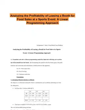 Analyzing the Profitability of Leasing a Booth for Food Sales at a Sports Event: A Linear Programming Approach