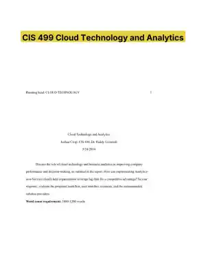CIS 499 Cloud Technology and Analytics