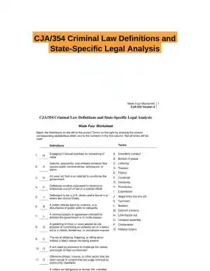 CJA/354 Criminal Law Definitions and State-Specific Legal Analysis