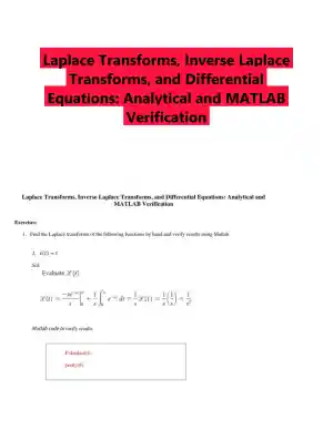 Laplace Transforms, Inverse Laplace Transforms, and Differential Equations: Analytical and MATLAB Verification