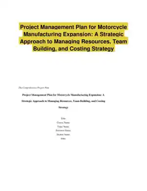 Project Management Plan for Motorcycle Manufacturing Expansion
