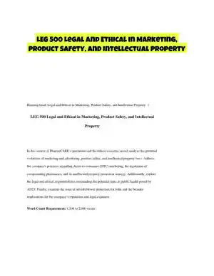 LEG 500 Legal and Ethical in Marketing, Product Safety, and Intellectual Property