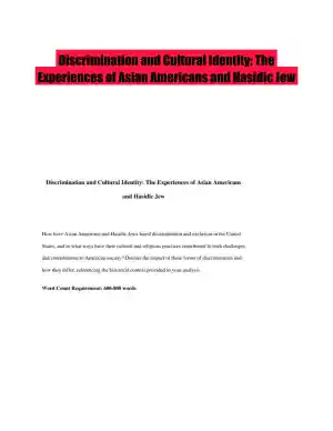 Discrimination and Cultural Identity: The Experiences of Asian Americans and Hasidic Jew