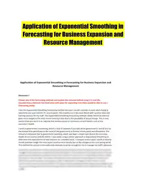 Application of Exponential Smoothing in Forecasting for Business Expansion and Resource Management