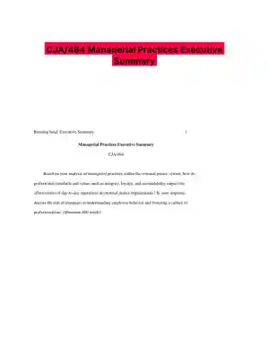 CJA/484 Managerial Practices Executive Summary