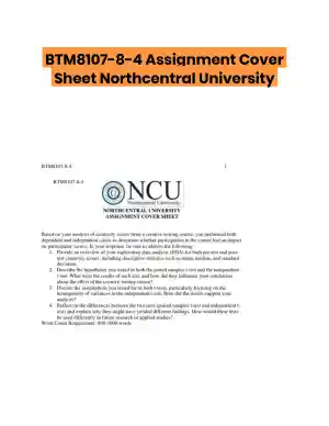 BTM8107-8-4 Assignment Cover Sheet Northcentral University