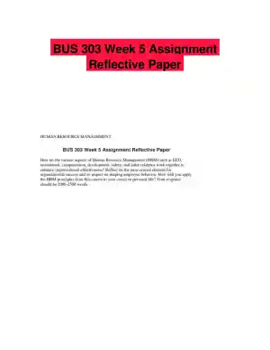 BUS 303 Week 5 Assignment Reflective Paper