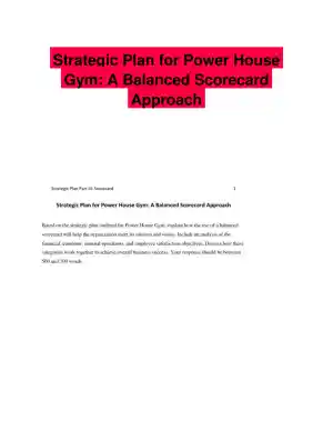 Strategic Plan for Power House Gym: A Balanced Scorecard Approach