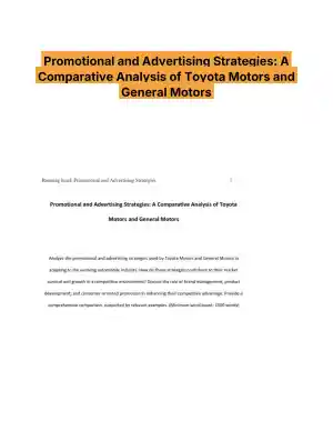 Promotional and Advertising Strategies: A Comparative Analysis of Toyota Motors and General Motors
